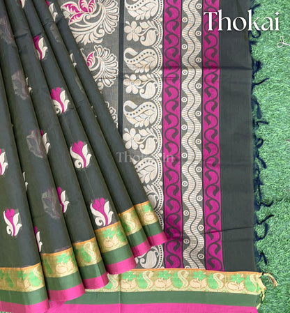 Black pure rich cotton saree