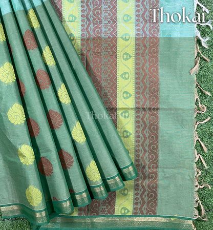 Dual green shade pure rich cotton saree