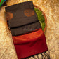 Dual color of black and maroon kanchipuram semi soft silk saree