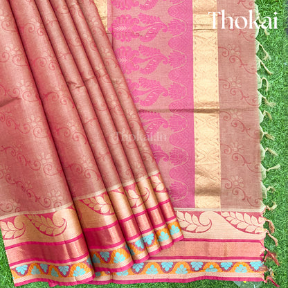 Double tone of pink shade pure rich cotton saree