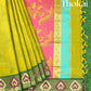 Pear green and light yellow pure rich cotton saree