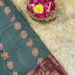 Dual color of grey kanchipuram pure silk saree