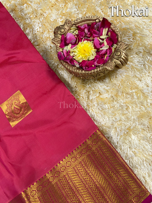 Dual color of pink kanchipuram pure silk saree