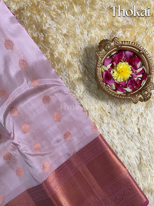 Dual color of pink kanchipuram pure silk saree