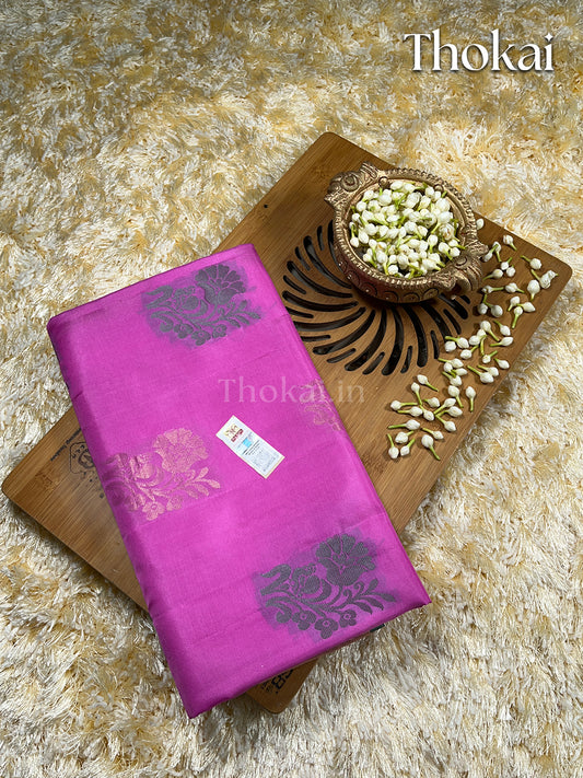 Pink kanchipuram pure soft silk saree