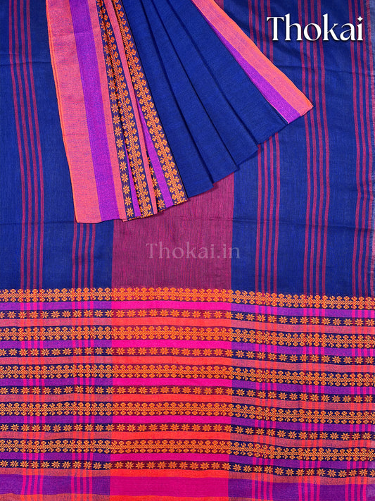 Blue and violet begumpuri cotton saree