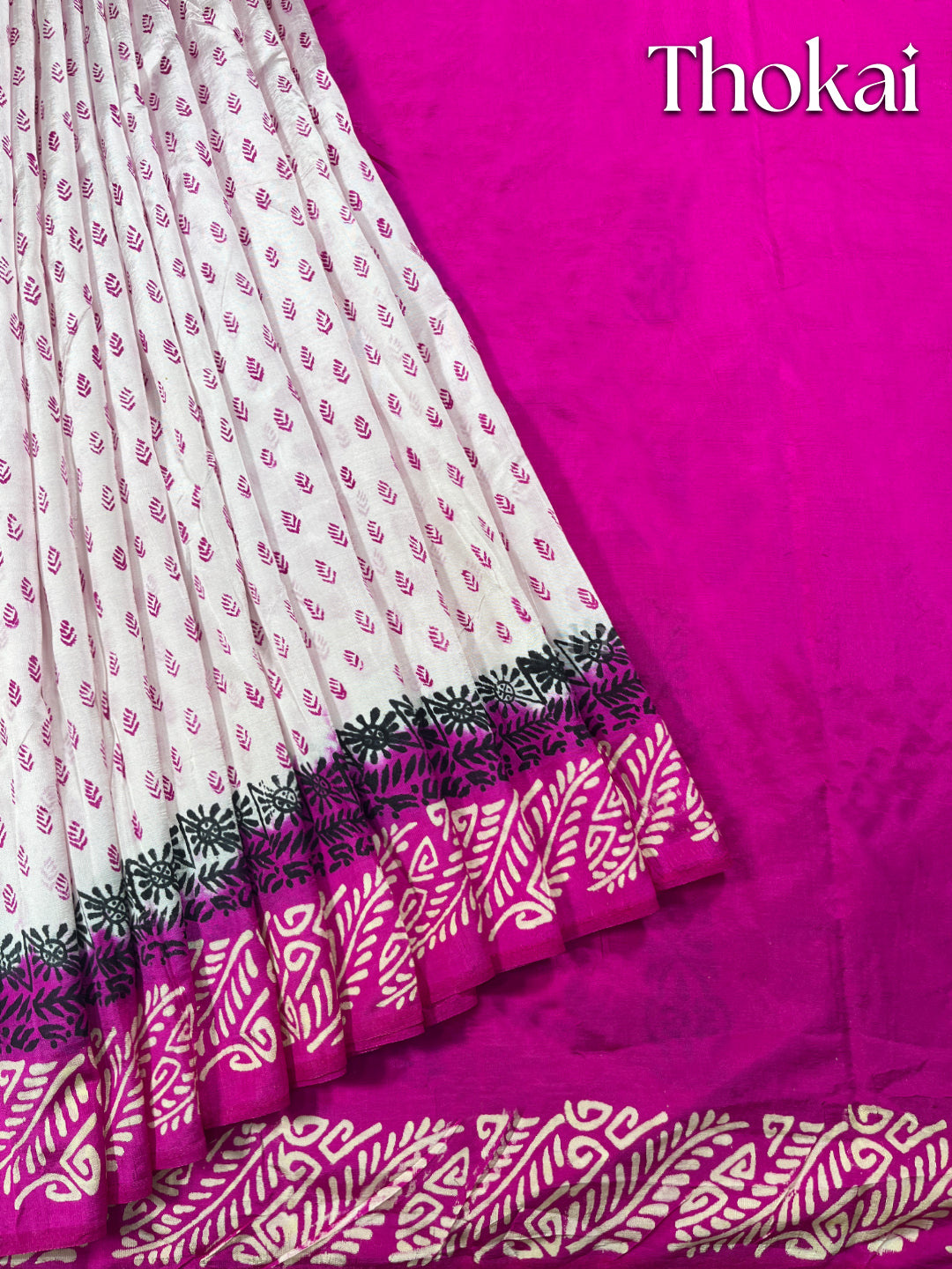 White semi dupion silk saree