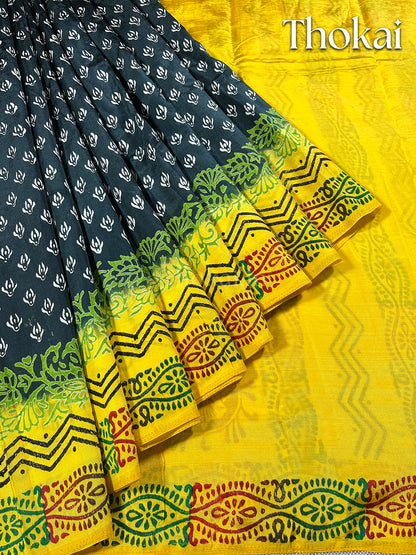 Black semi dupion silk saree