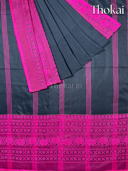 Black and purple begumpuri cotton saree