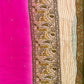 Cream with pink and orange gradient shade georgette saree