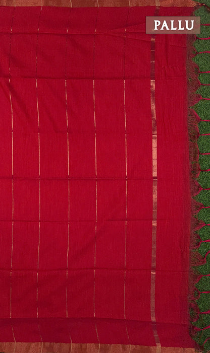 Blue and red magizham semi linen silk saree