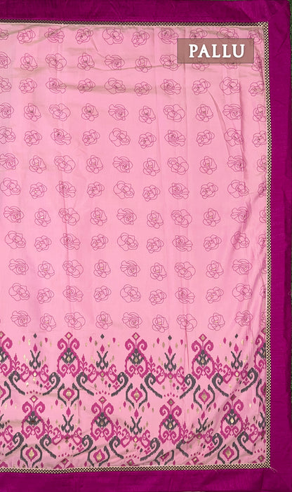 Pastel pink rich linen saree