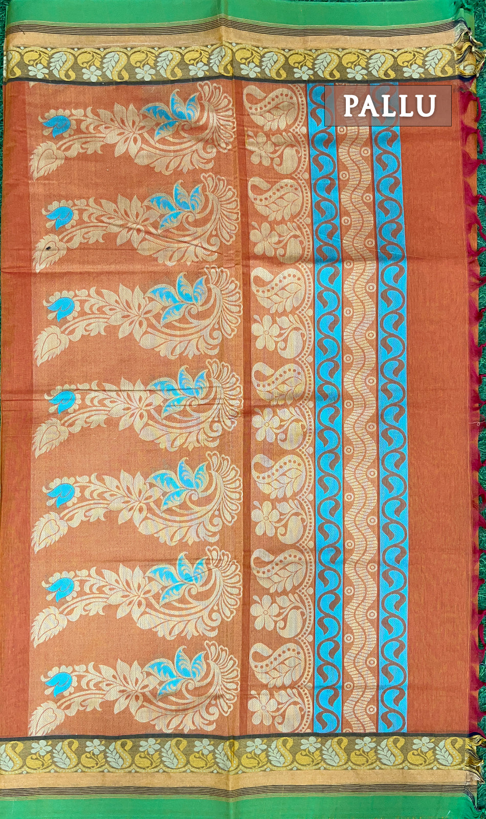 Orange pure rich cotton saree