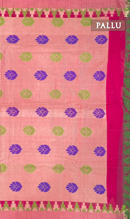 Pink chanderi silk cotton saree