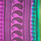Purple and green printed cotton saree