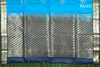 Blue with Gray Kanchipuram semi soft silk saree