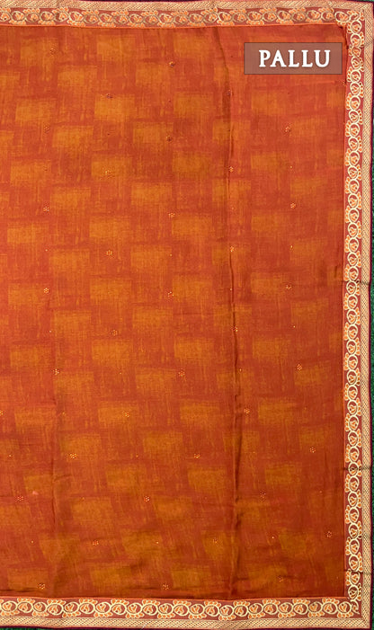 Maroon and orange georgette saree