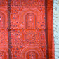 Black and orange madhubaani printed silk cotton saree