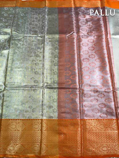 Dual color of beige banarasi tissue saree