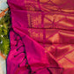 Dual color of violet and pink kanchipuram semi soft silk saree
