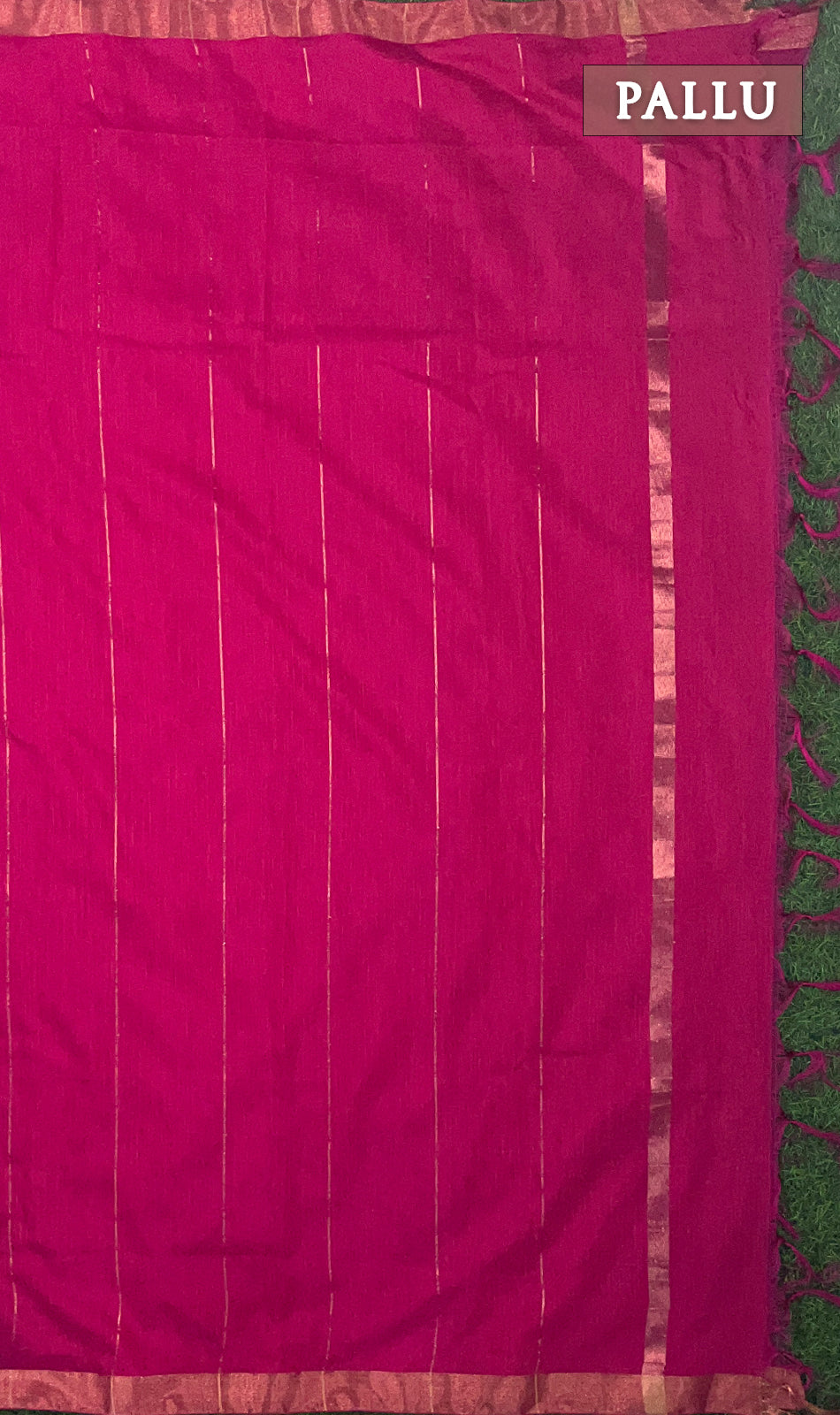 Blue and pink magizham semi linen silk saree