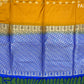 Mustard Yellow with Royal Blue Kanchipuram semi soft silk saree