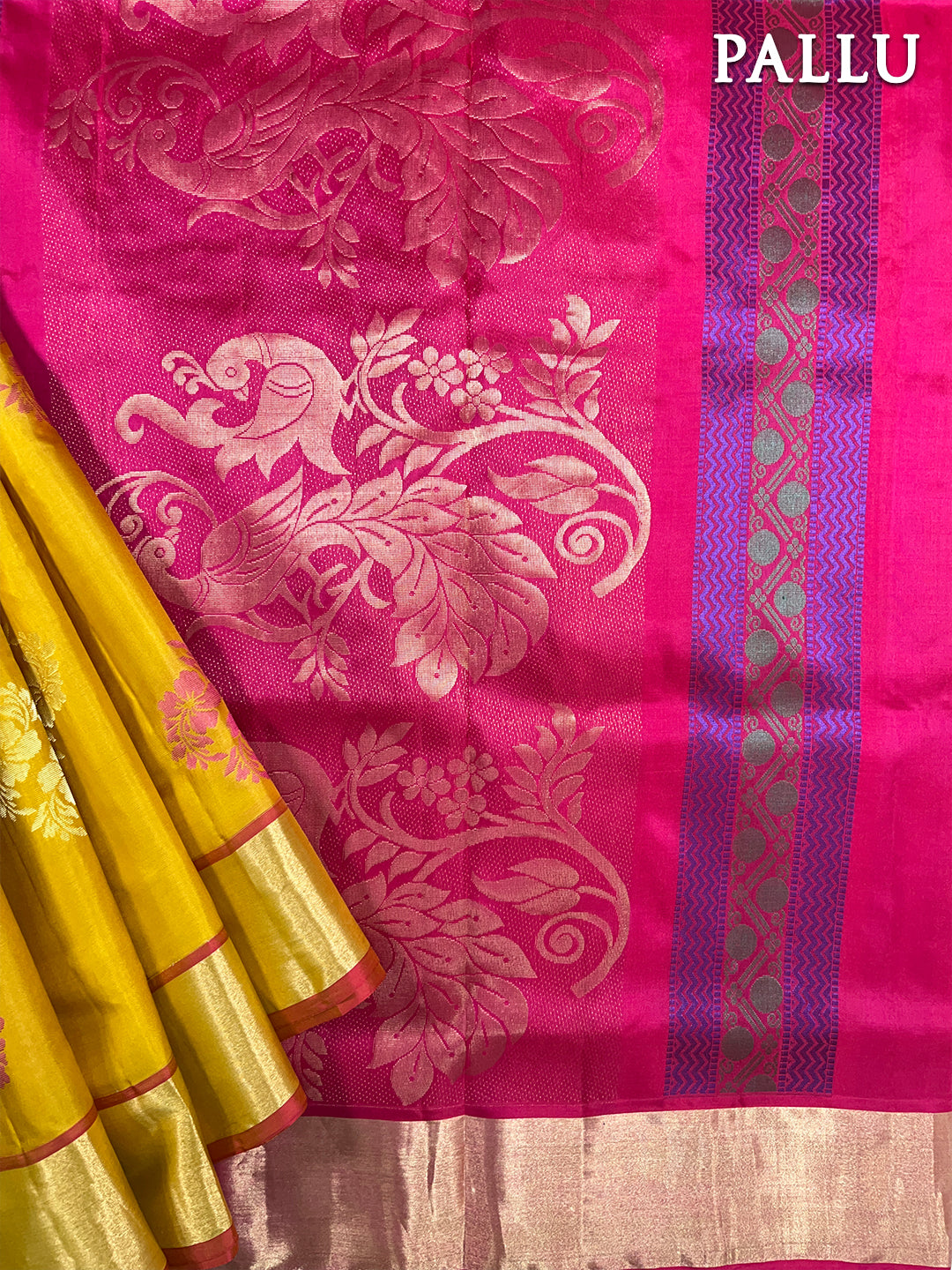 Mustard yellow kanchipuram pure soft silk saree