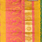 Mustard yellow and pink pure rich cotton saree