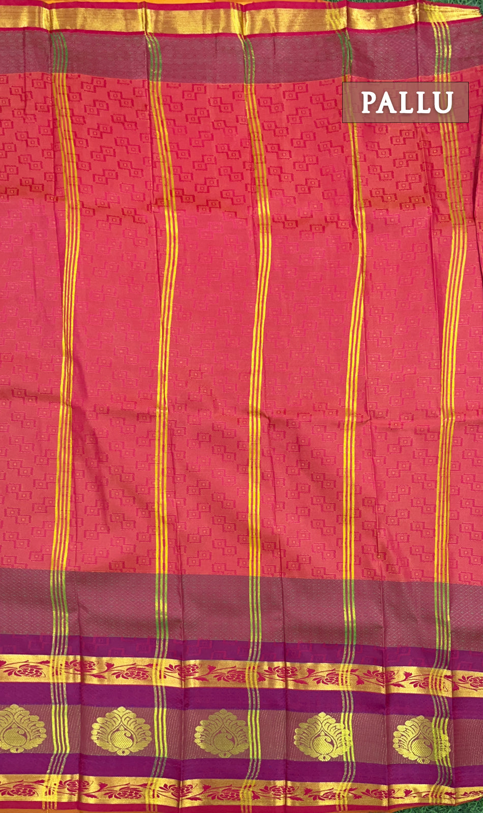 Yellow and maroon semi silk saree