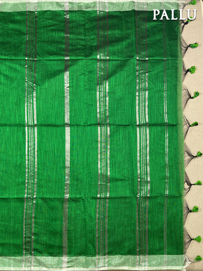 Green cotton linen saree