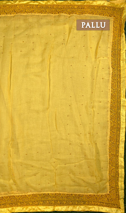 Yellow chiffon saree