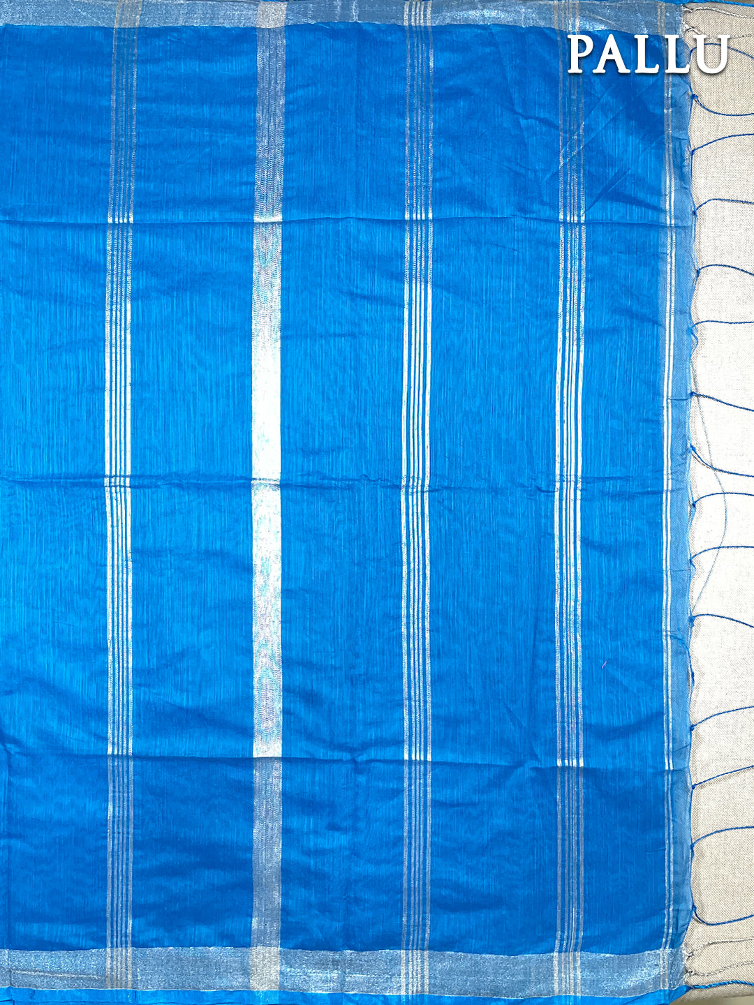 Blue cotton linen saree