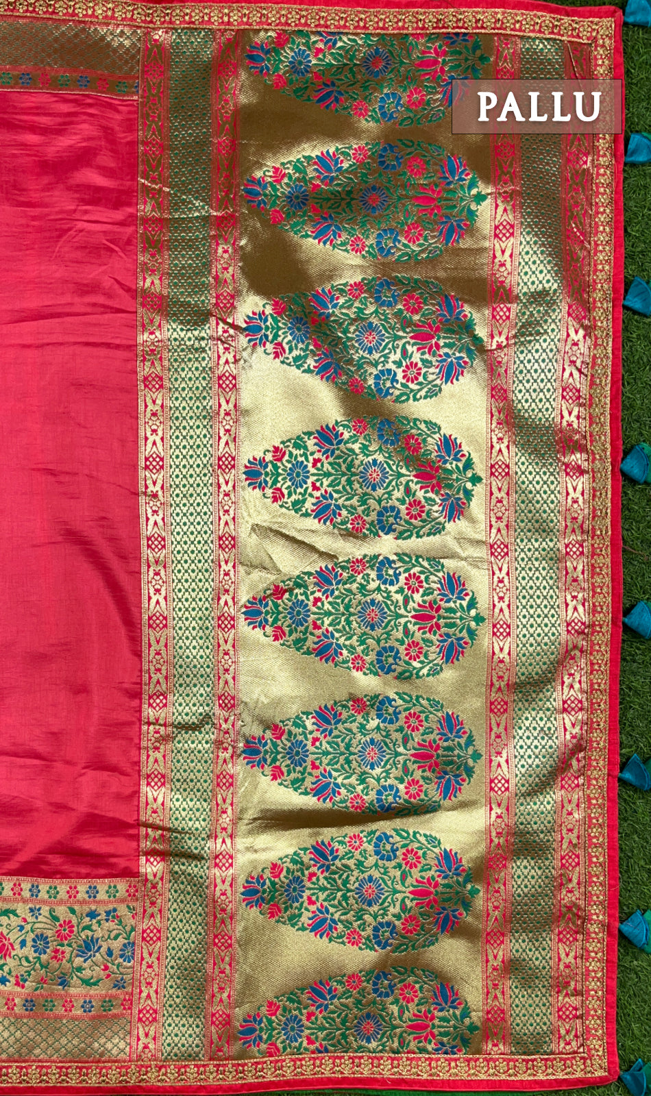 Pink raw silk saree