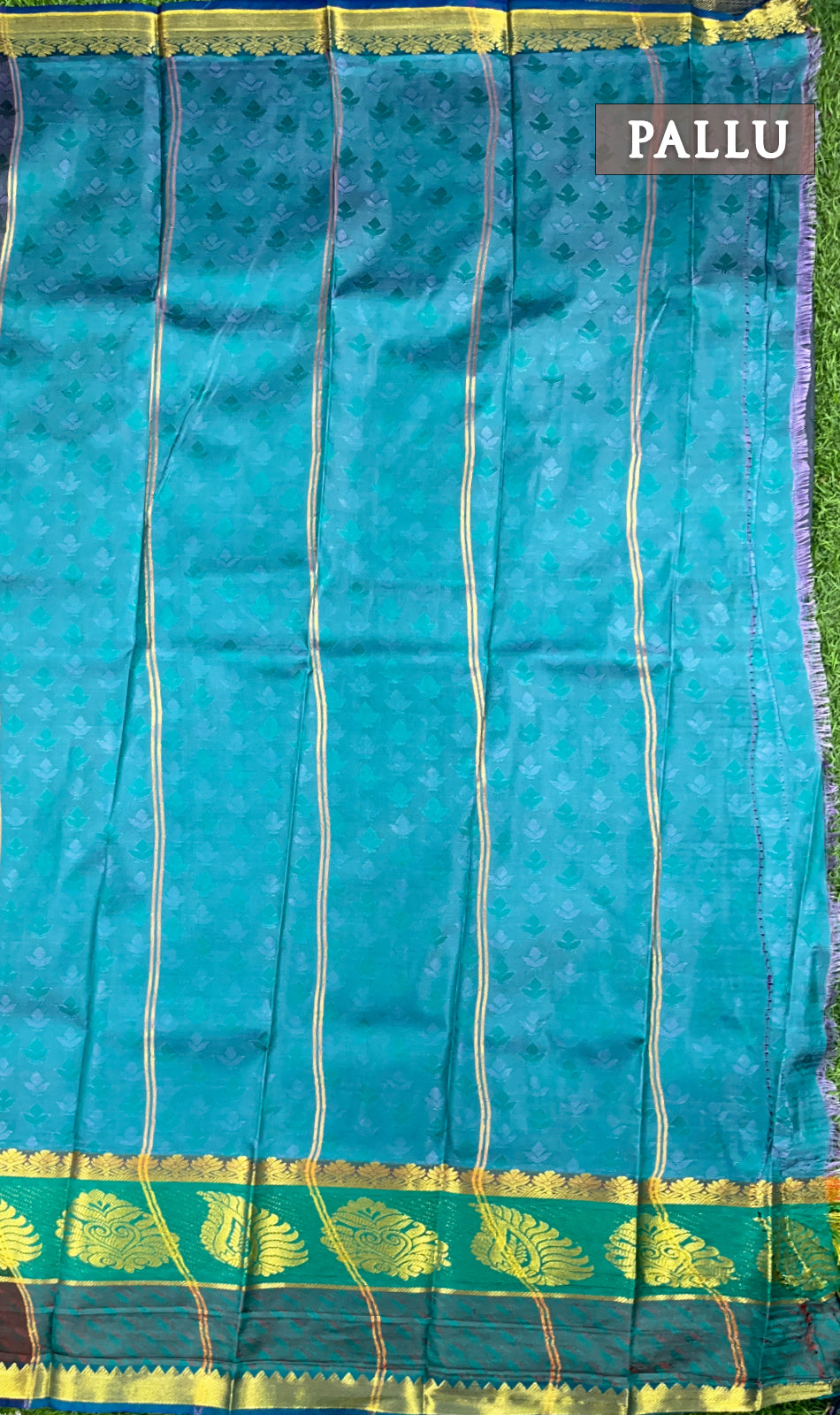 Dark blue and sky blue semi silk saree