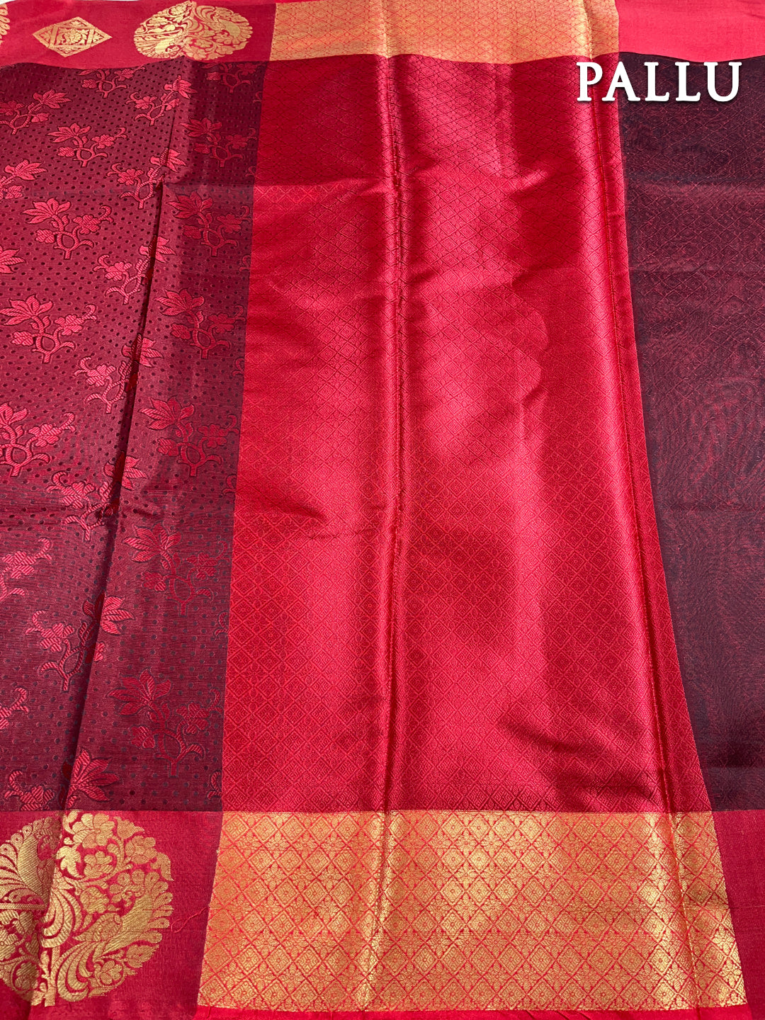Dual color of maroon banarasi chanderi cotton saree