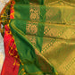 Dual color of red and green kanchipuram semi soft silk saree