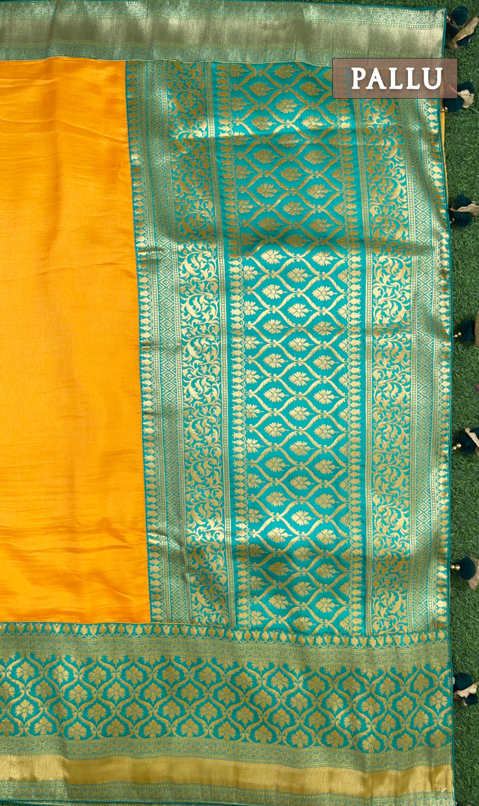 Yellow raw silk saree