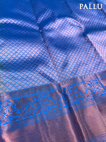 Dual color of sandal kanchipuram pure silk saree