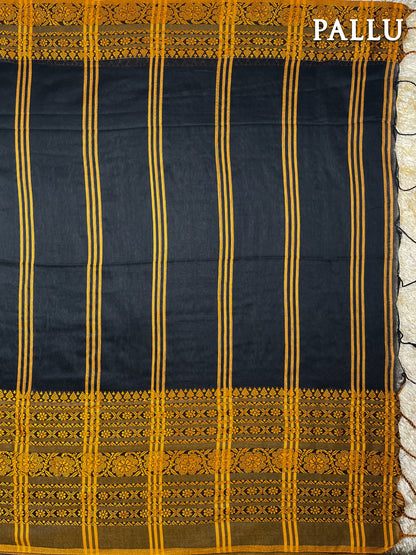 Black and yellow begumpuri cotton saree