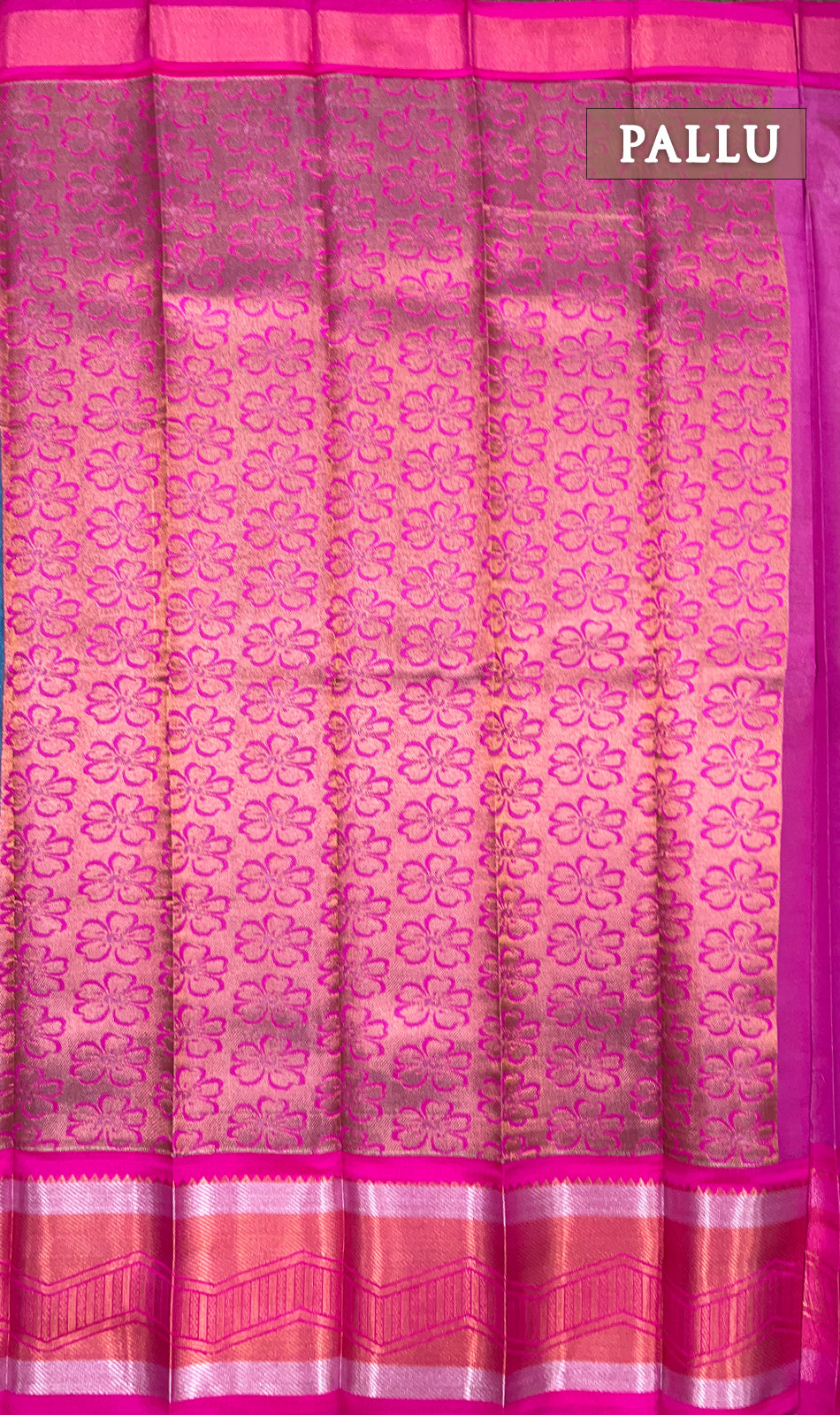 Blue and pink tissue semi silk saree