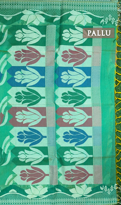 Green chanderi silk cotton saree