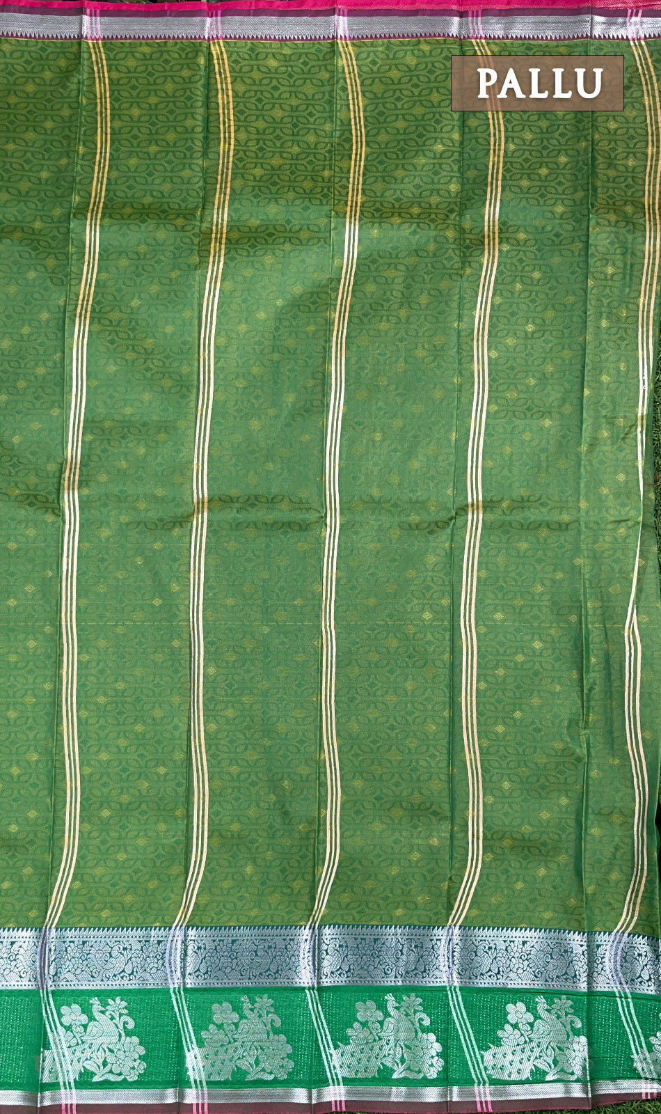 Orange and green semi silk saree