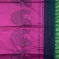 Black and pink chanderi silk cotton saree