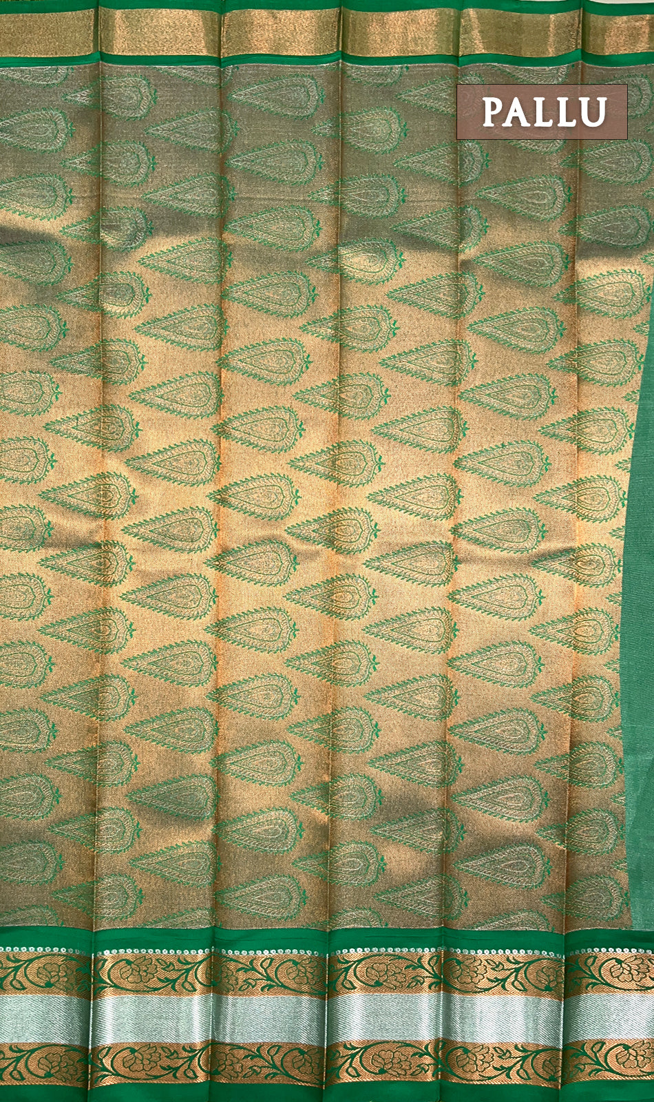 Yellow and green tissue semi silk saree