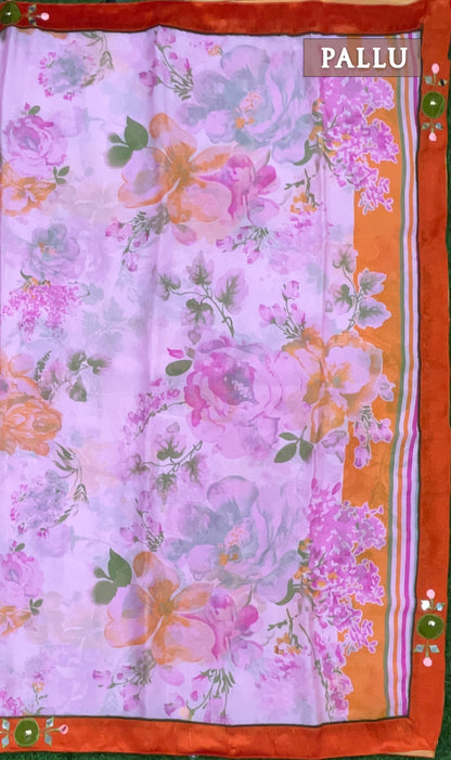Mixed purple and pink georgette saree