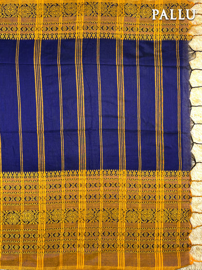 Blue and yellow begumpuri cotton saree