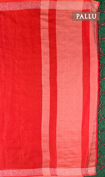 Dual shade of red mysore crepe semi silk saree