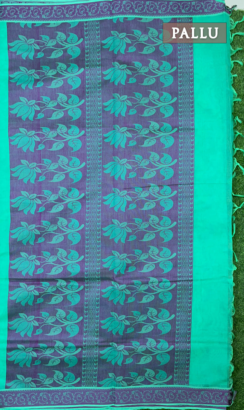 Green and violet pure rich cotton saree