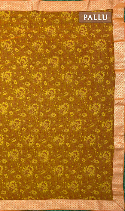 Mustard yellow georgette saree