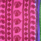 Pink and blue printed cotton saree